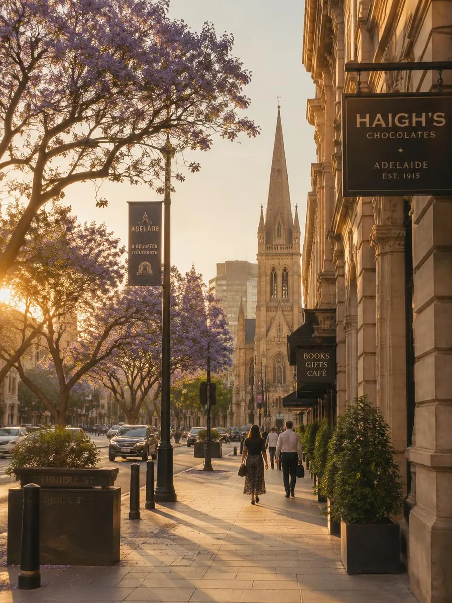 An Adelaide streetscape at golden hour